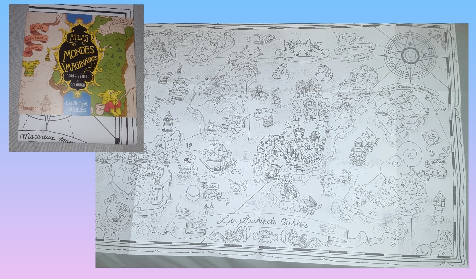 Atlas des mondes imaginaires carte géante à colorier